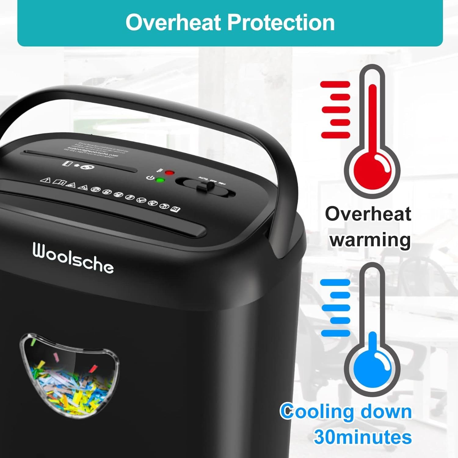 Woolsche Manual Paper Reversal 8-Sheet Strip-Cut Shredder