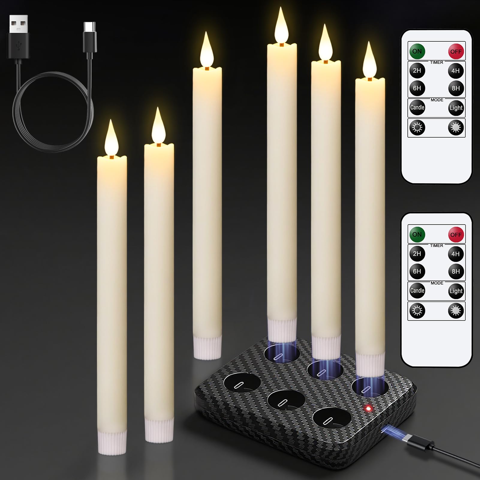 GenSwin Halloween Black Taper Flameless Candles