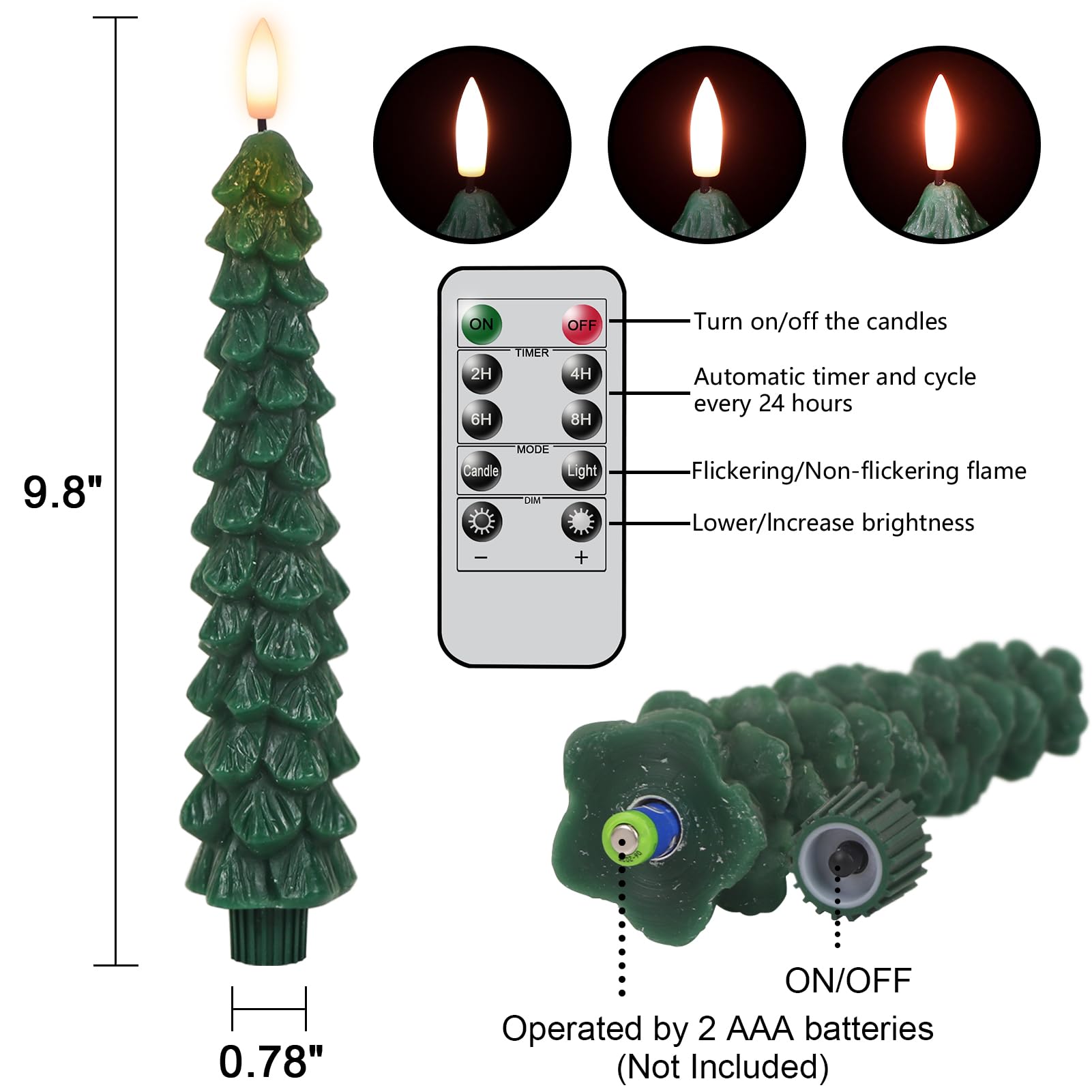 GenSwin Halloween Black Taper Flameless Candles
