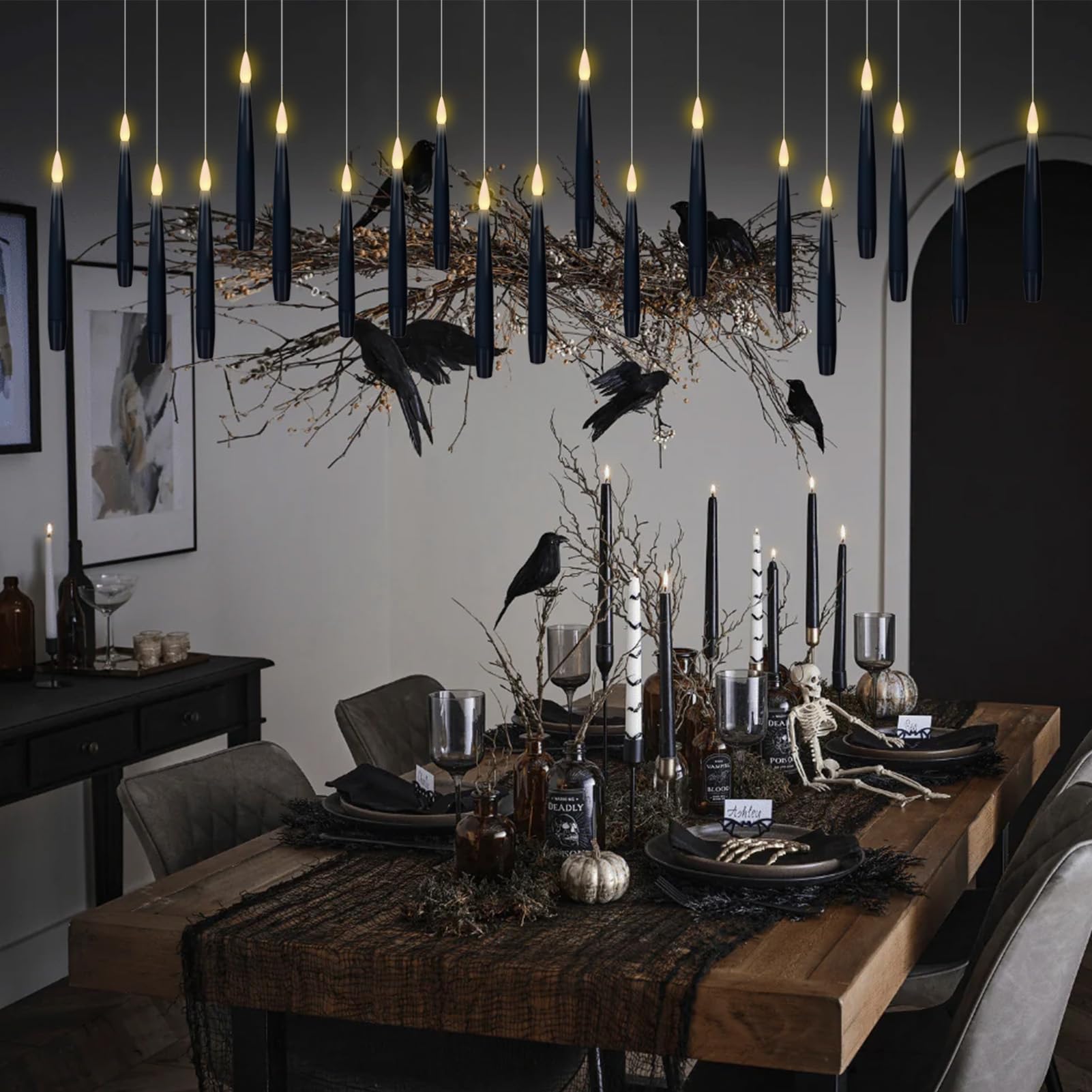 GenSwin Halloween Black Taper Flameless Candles