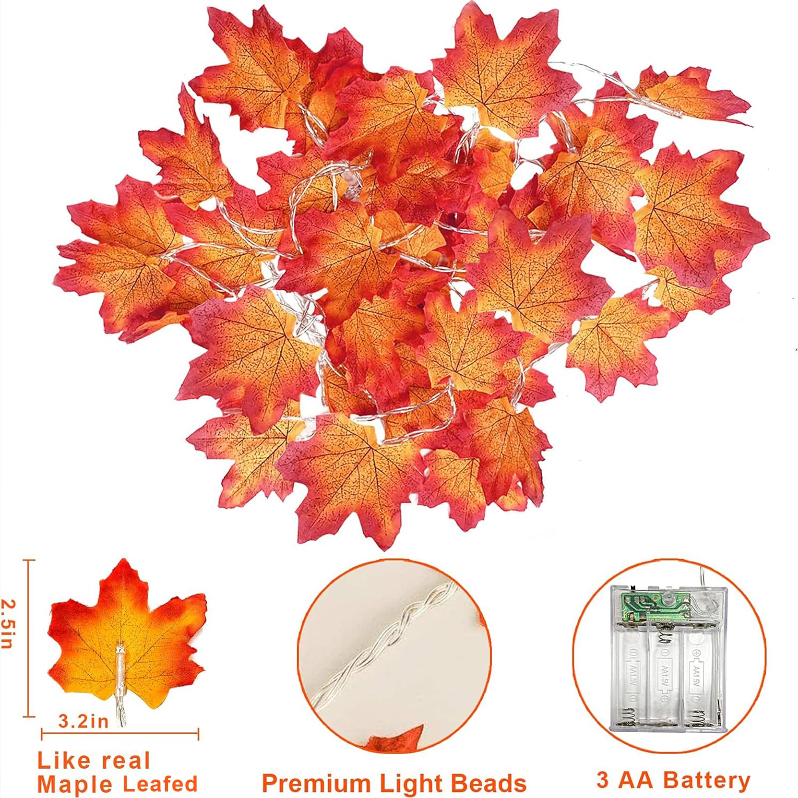 4 Pack Fall Decor Fall Garland with Lights Halloween Fall Decorations for Home