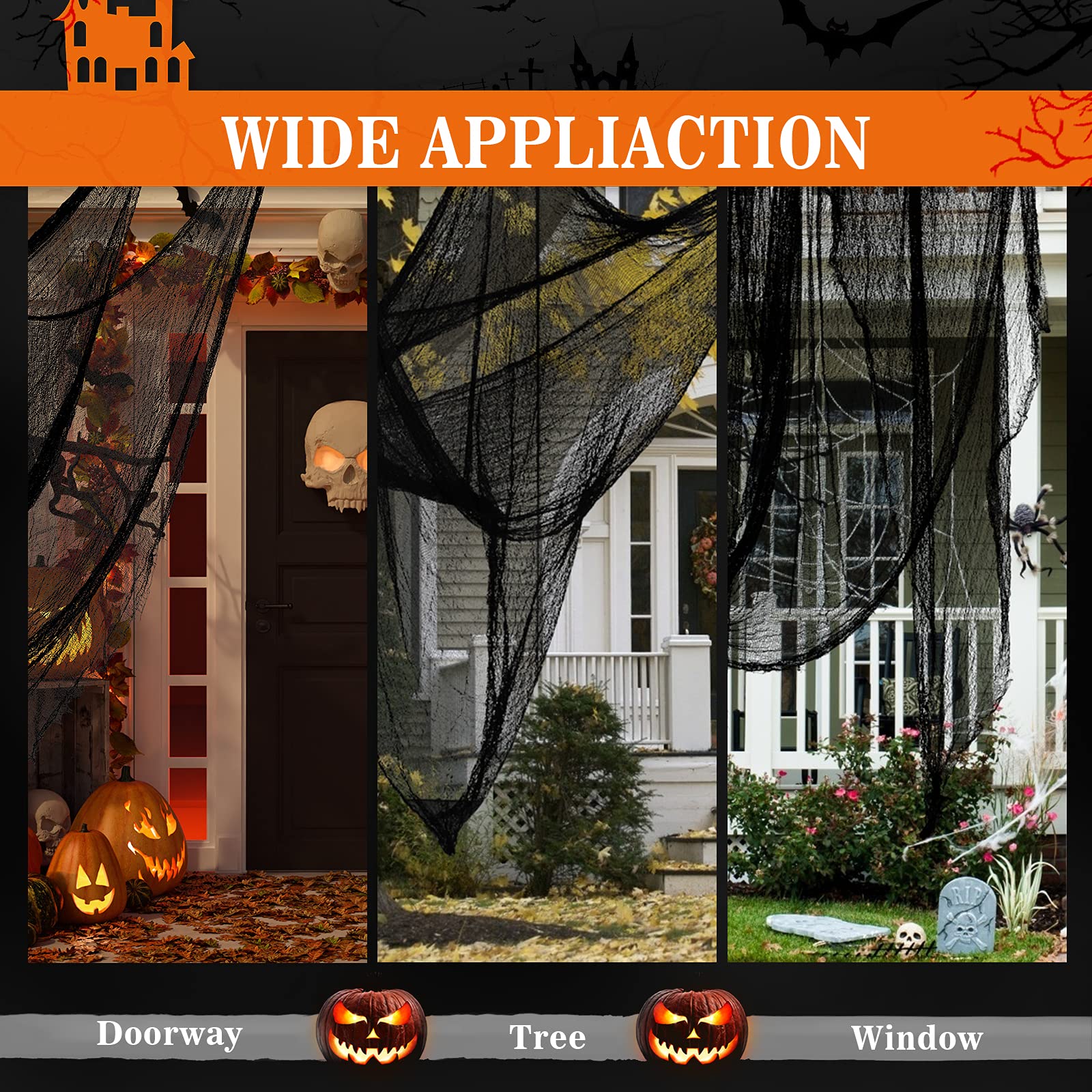 5Pcs Halloween Creepy Cloth Black 30×72inch - Halloween Decorations