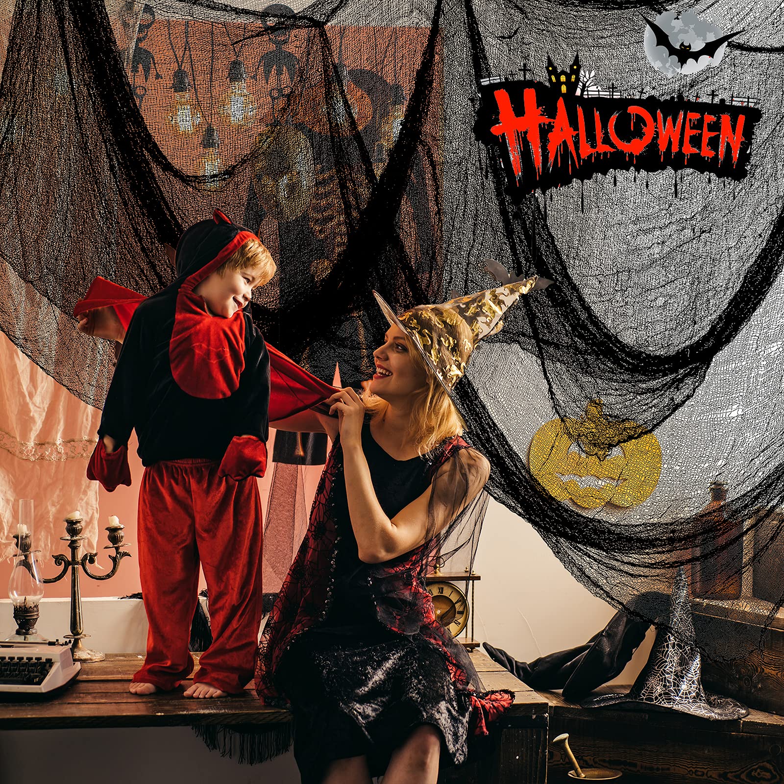 5Pcs Halloween Creepy Cloth Black 30×72inch - Halloween Decorations