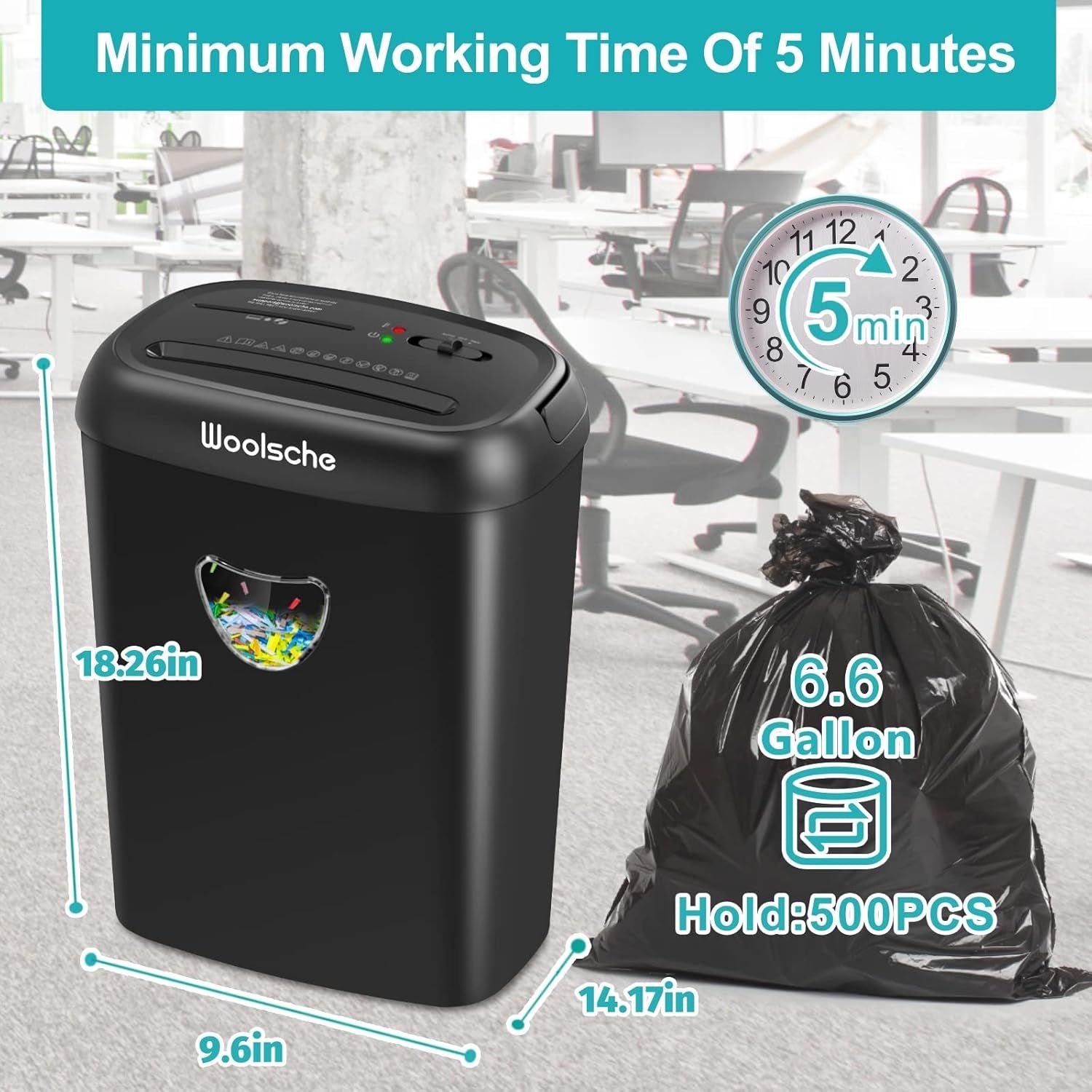 Woolsche Manual Paper Reversal 8-Sheet Strip-Cut Shredder