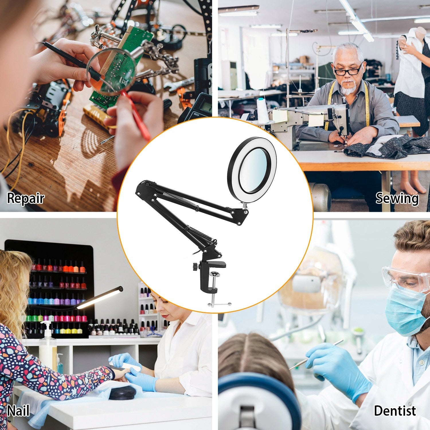 2 in 1 LED Magnifier Desk Lamp for Precision Tasks