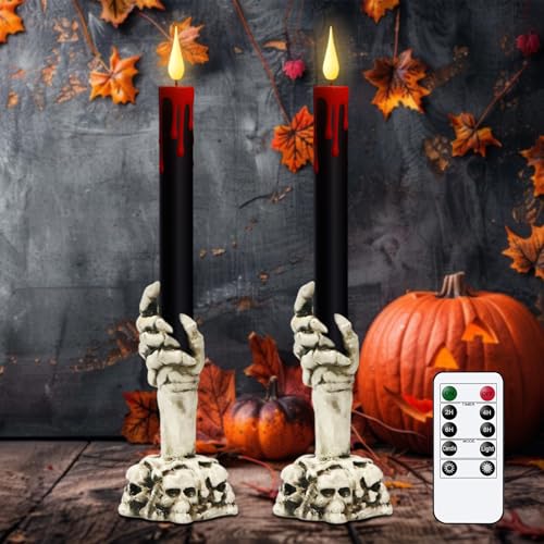 GenSwin Halloween Black Taper Flameless Candles
