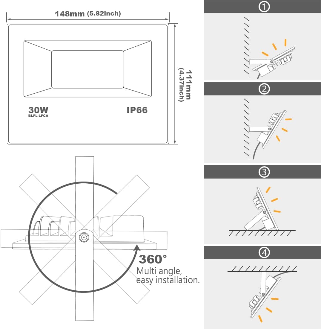 LED Flood Light Outdoor 300W Equivalent, Smart RGB Color Changing Floodlight with APP Control, Warm White 2700K -Timing - DIY Scene, IP66 Waterproof, US Plug, Yangcsl（Pack of 2