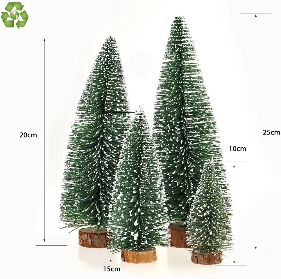 Desktop Mini Pine Tree Tabletop Christmas Decor 4 Pack Green