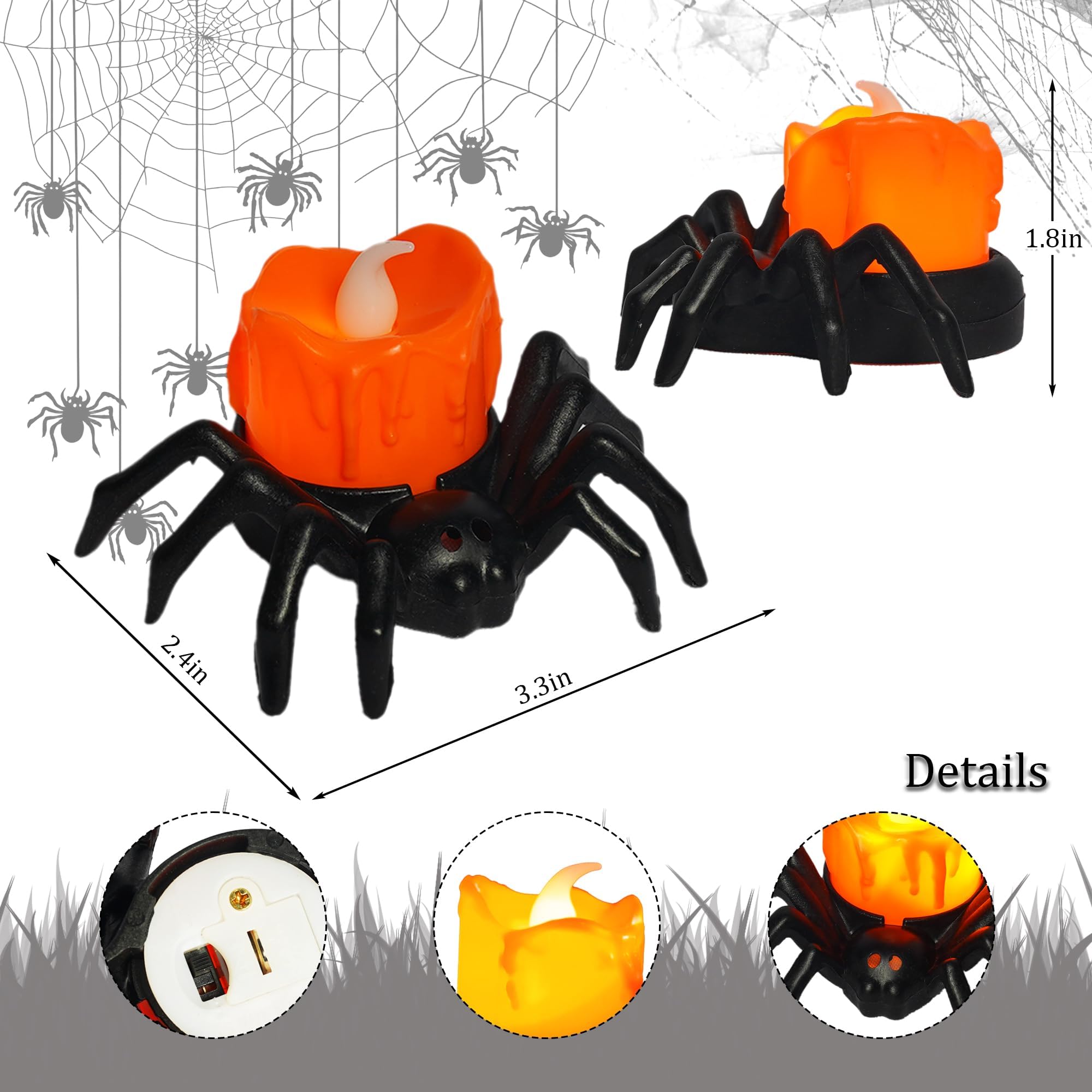 Dazzle Bright 12 Pack Halloween Spider Tea Lights Candles