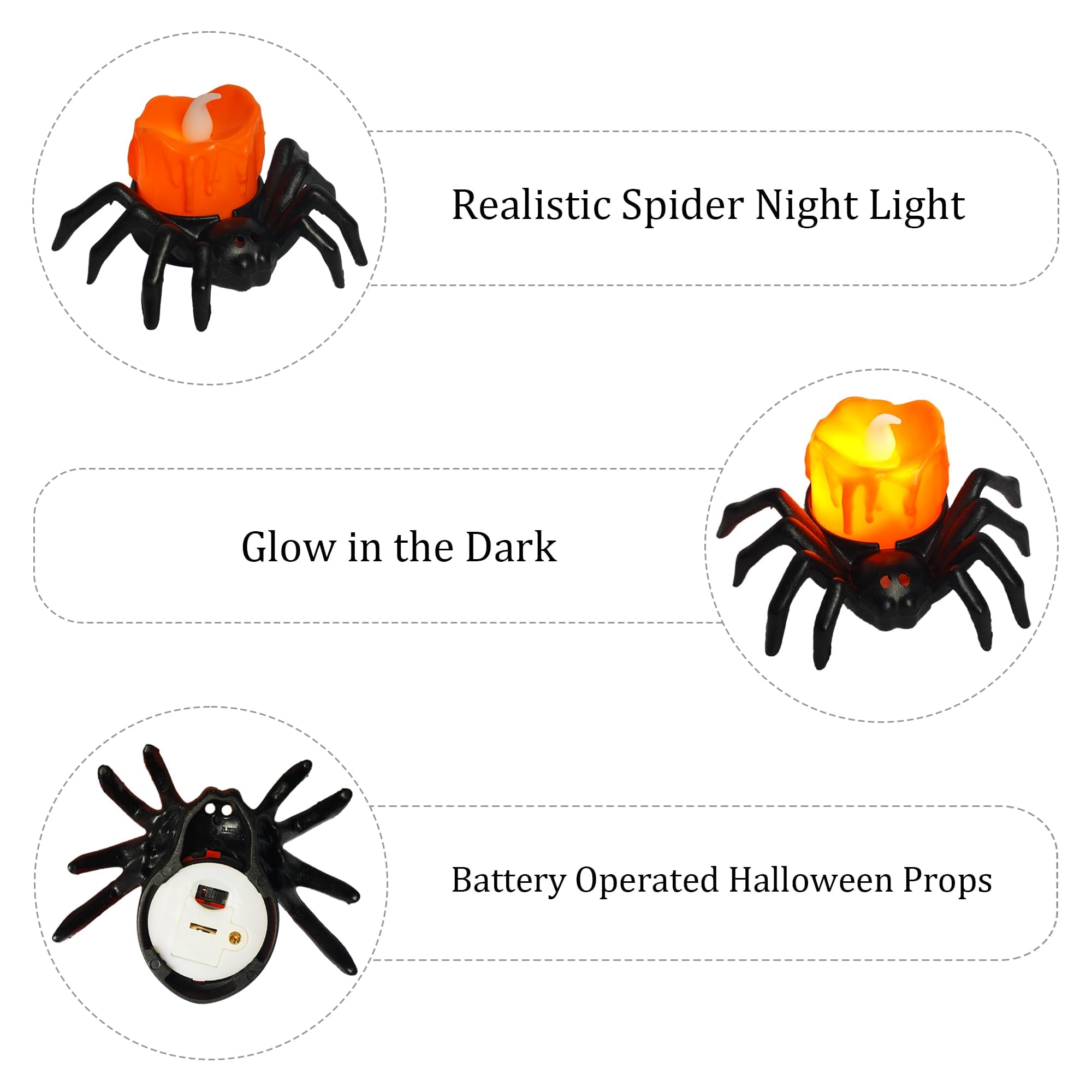 Dazzle Bright 12 Pack Halloween Spider Tea Lights Candles