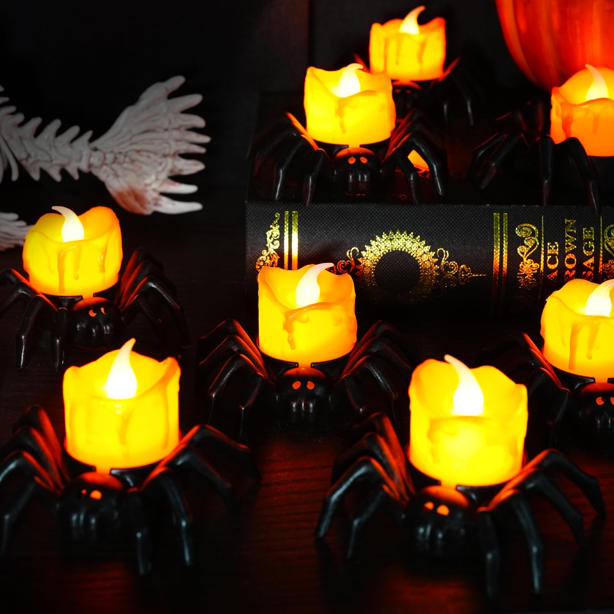 Dazzle Bright 12 Pack Halloween Spider Tea Lights Candles