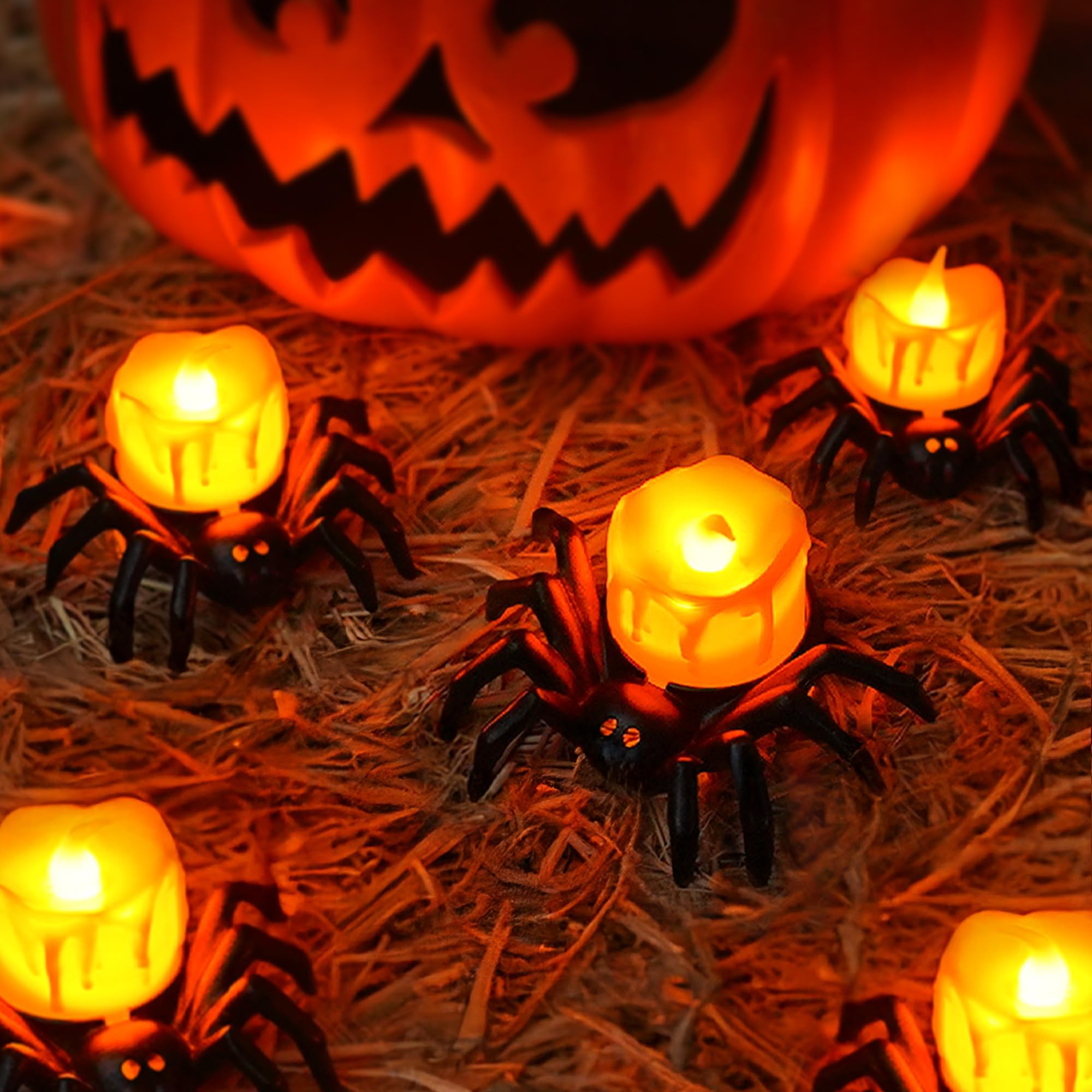 Dazzle Bright 12 Pack Halloween Spider Tea Lights Candles
