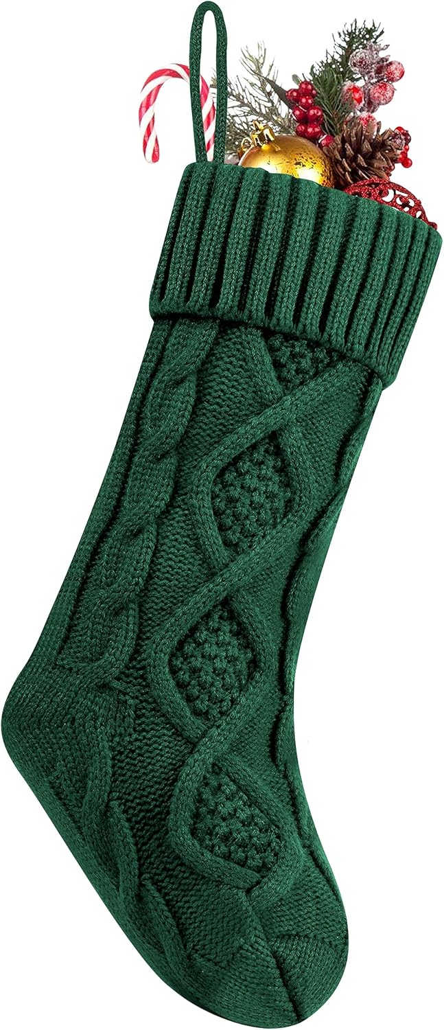 Fesciory 4 Pack 18 Inch Ivory Cable Knit Christmas Stockings