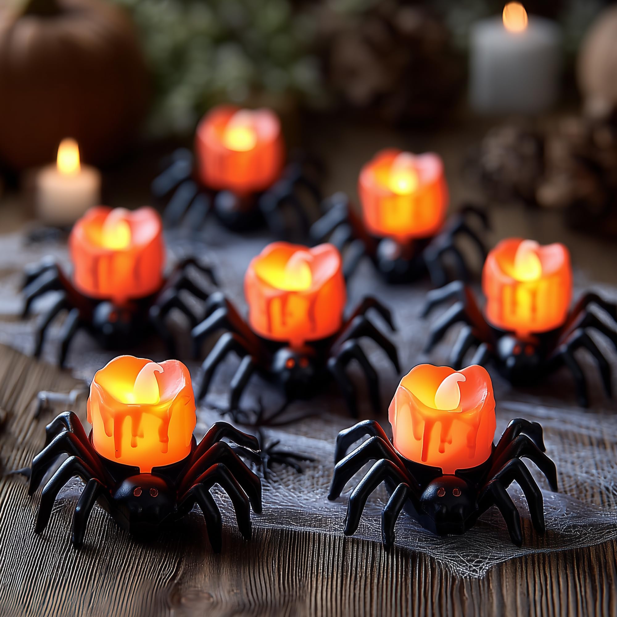 Dazzle Bright 12 Pack Halloween Spider Tea Lights Candles