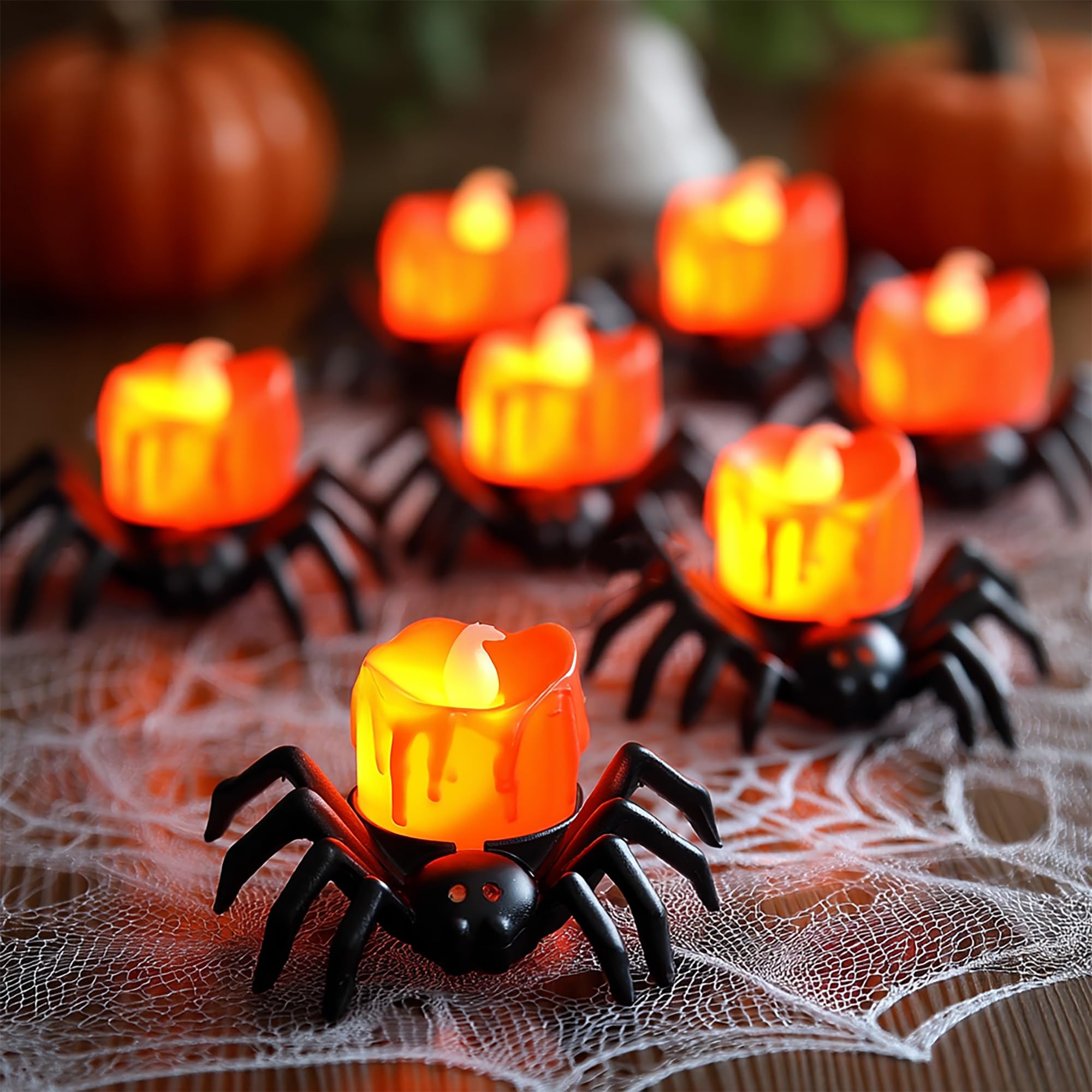 Dazzle Bright 12 Pack Halloween Spider Tea Lights Candles