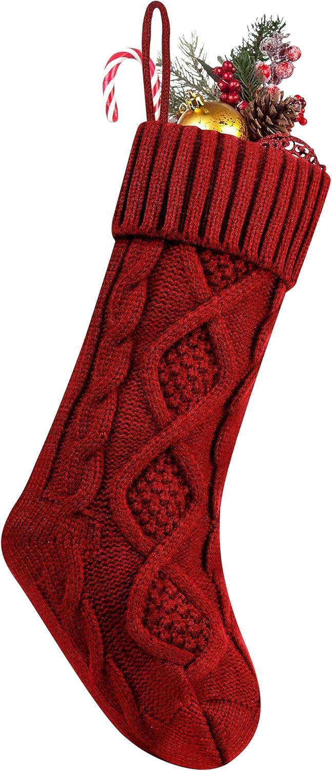 Fesciory 4 Pack 18 Inch Ivory Cable Knit Christmas Stockings