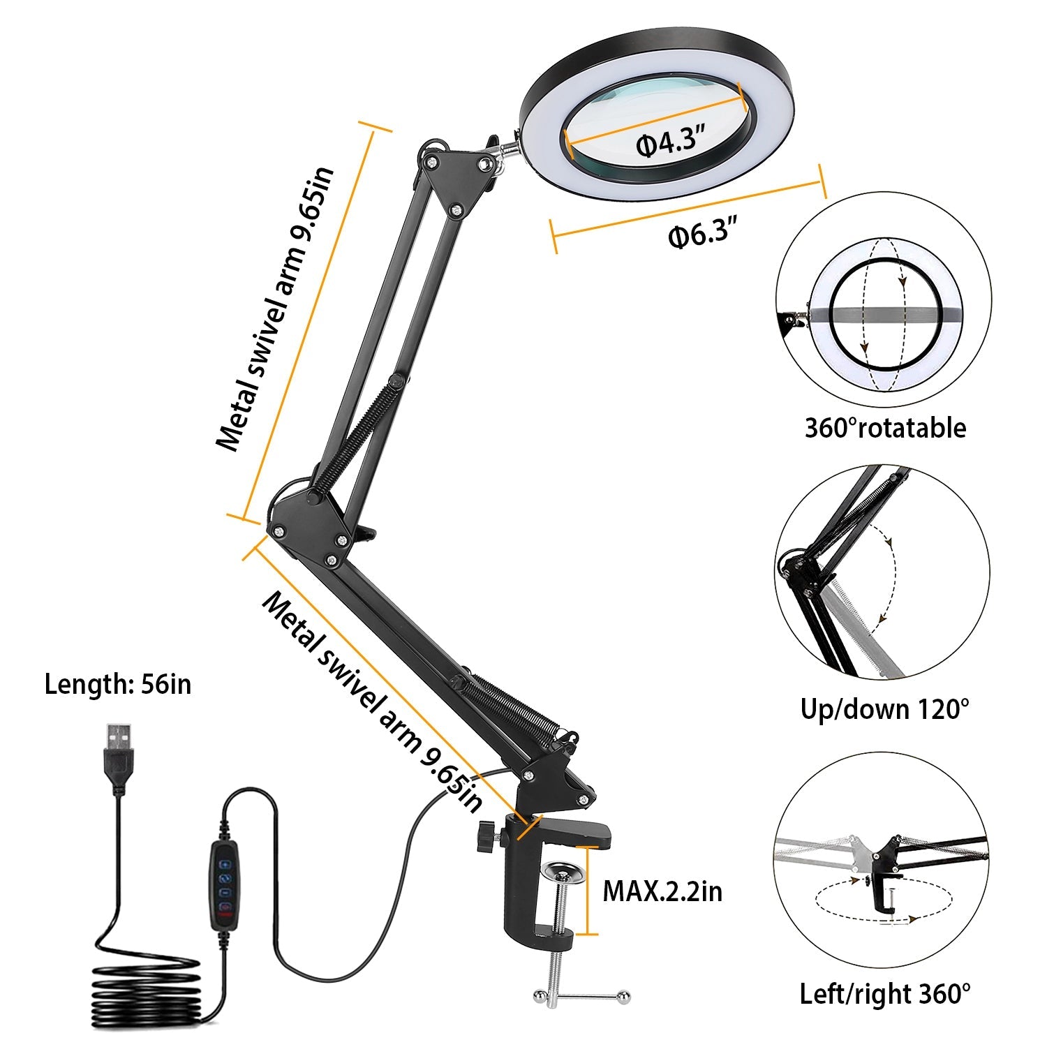 2 in 1 LED Magnifier Desk Lamp for Precision Tasks