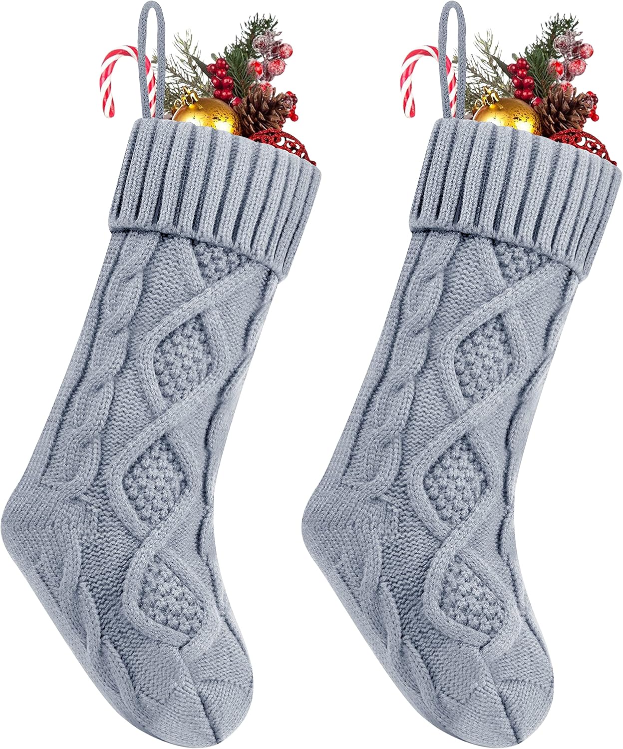 Fesciory 4 Pack 18 Inch Ivory Cable Knit Christmas Stockings