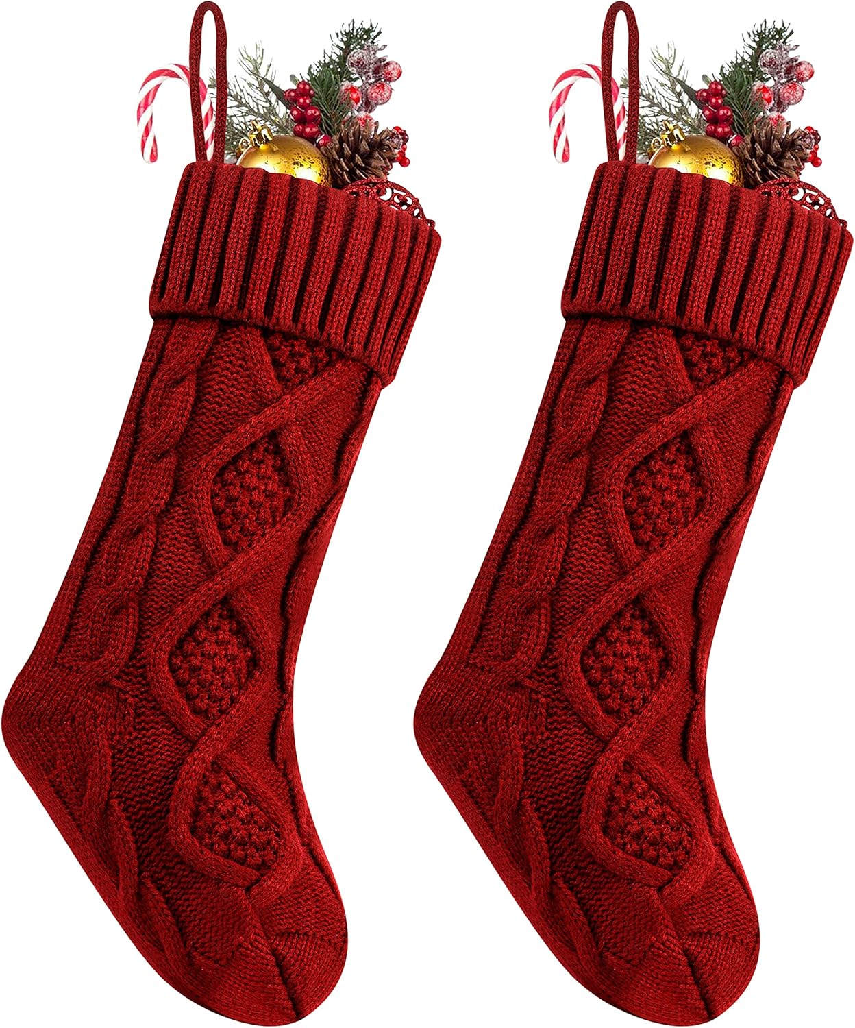 Fesciory 4 Pack 18 Inch Ivory Cable Knit Christmas Stockings