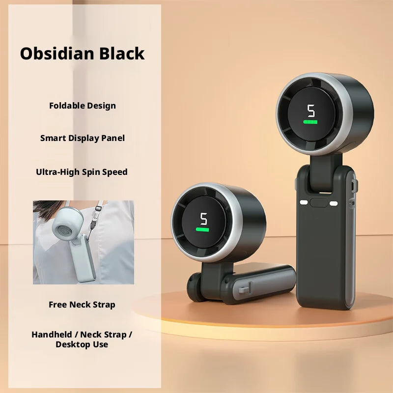 Portable Turbo Handheld Fan USB Rechargeable LED Display