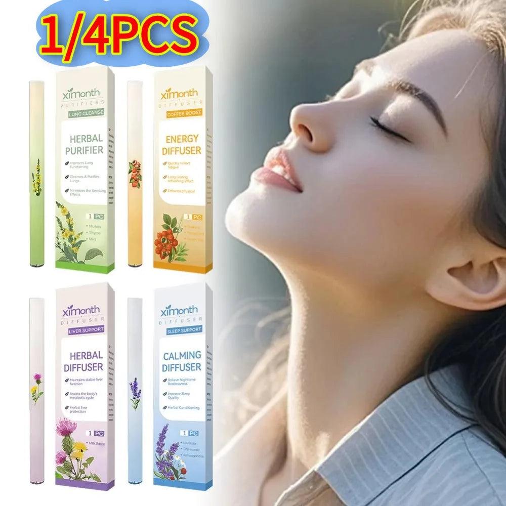 1/4PCS NEW Quitting Smoking Lung Cleansing Nasal Aspirator Improving Sleep Melatonin Diffusion Pen Herbal Blend Diffuser Set