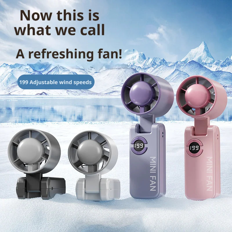 Portable Turbo Handheld Fan USB Rechargeable LED Display