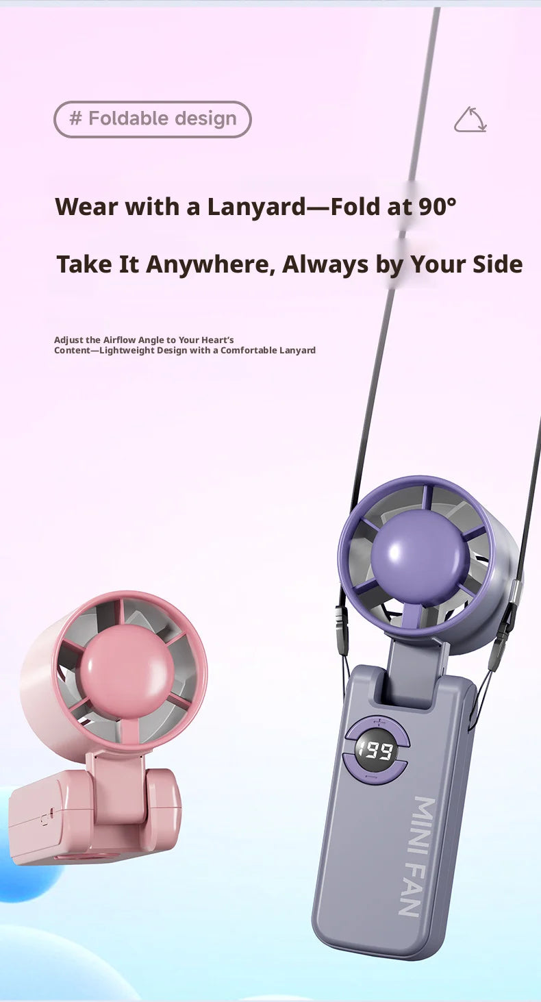Portable Turbo Handheld Fan USB Rechargeable LED Display