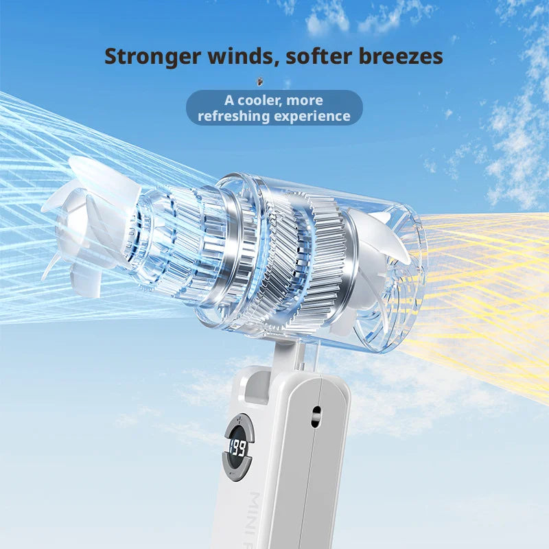 Portable Turbo Handheld Fan USB Rechargeable LED Display