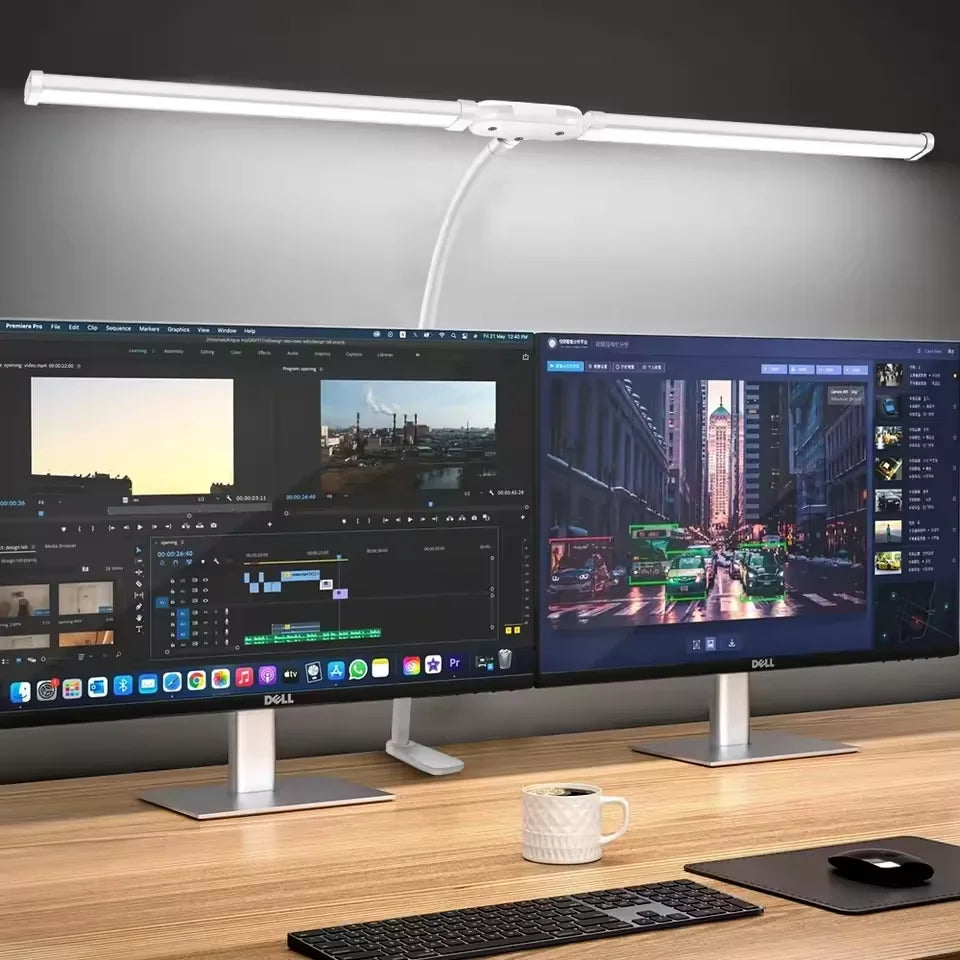 Home Office LED Desk Lamp Double Head Dimming 3 Color Mode