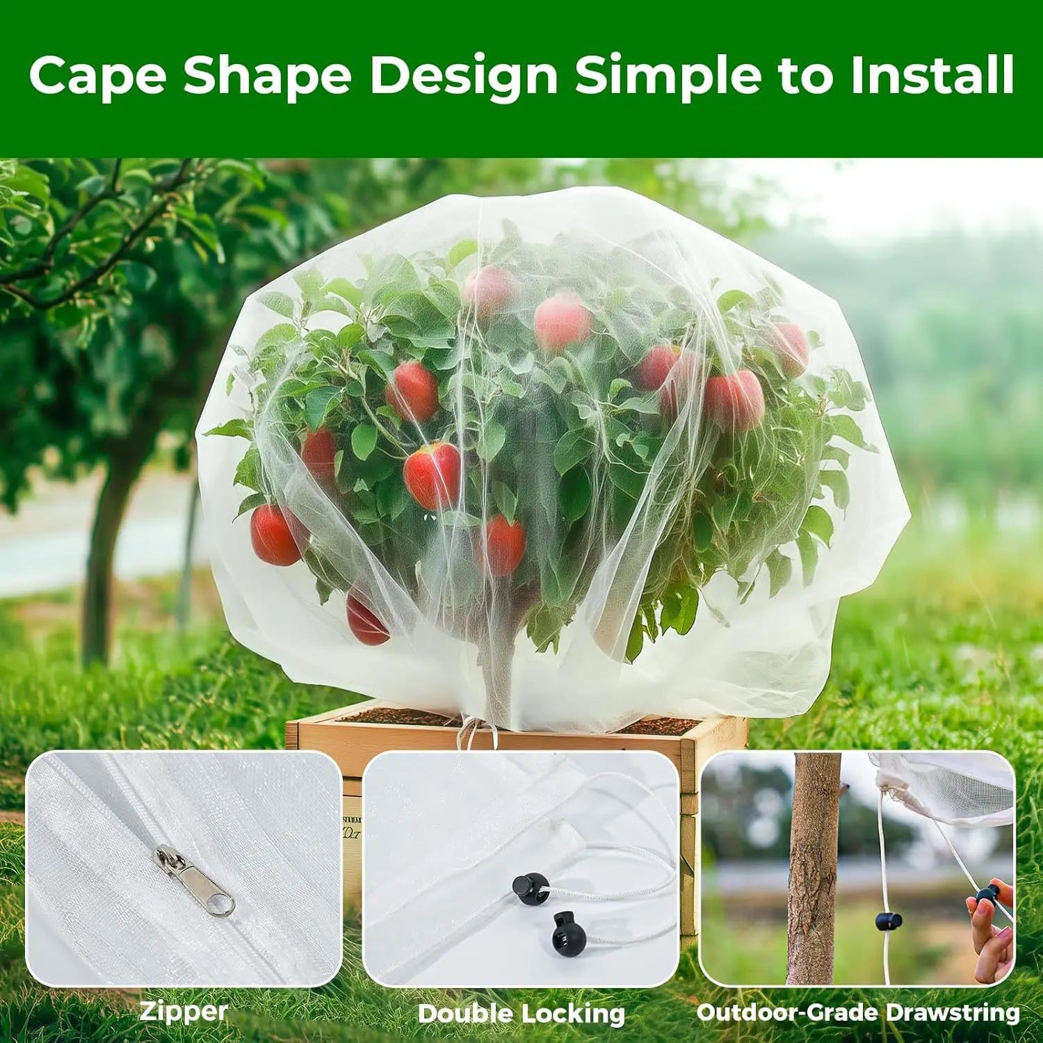 Garden Netting Cover Drawstring Bird Plant Barrier