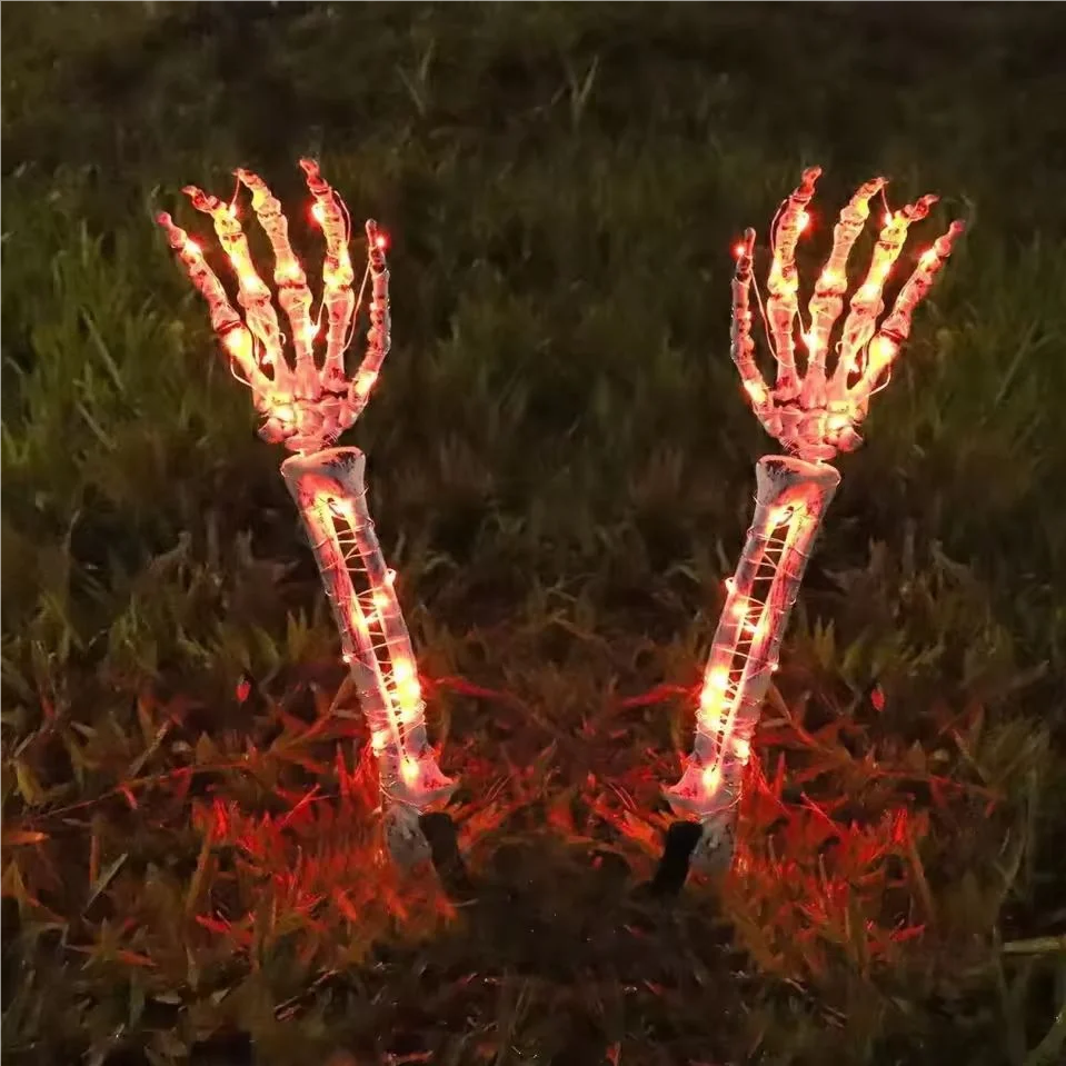 2PC Halloween Solar Garden Lights Outdoor Waterproof Ghost Hand LED Stake Lights Horror Atmosphere Decoration Lamp  For Festival