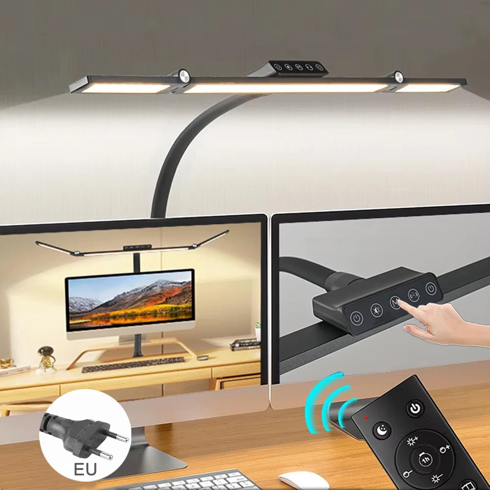 Home Office LED Desk Lamp Double Head Dimming 3 Color Mode