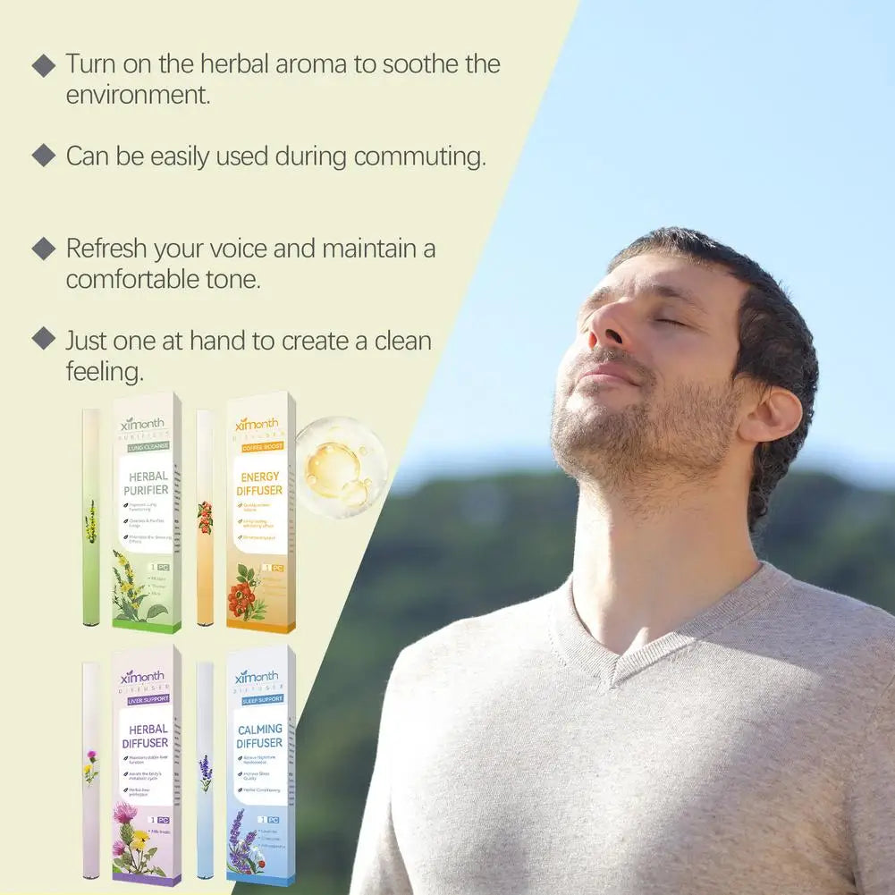 1/4PCS NEW Quitting Smoking Lung Cleansing Nasal Aspirator Improving Sleep Melatonin Diffusion Pen Herbal Blend Diffuser Set