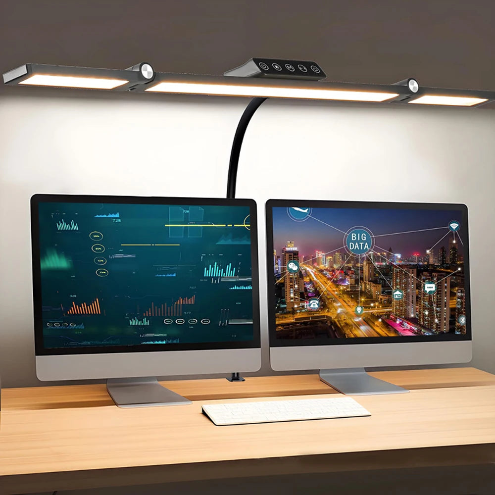 Home Office LED Desk Lamp Double Head Dimming 3 Color Mode