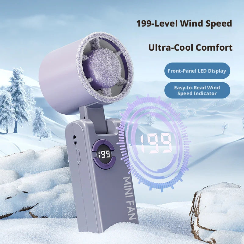 Portable Turbo Handheld Fan USB Rechargeable LED Display