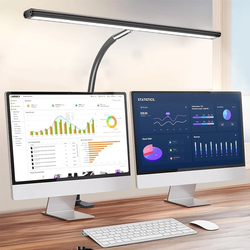 Home Office LED Desk Lamp Double Head Dimming 3 Color Mode