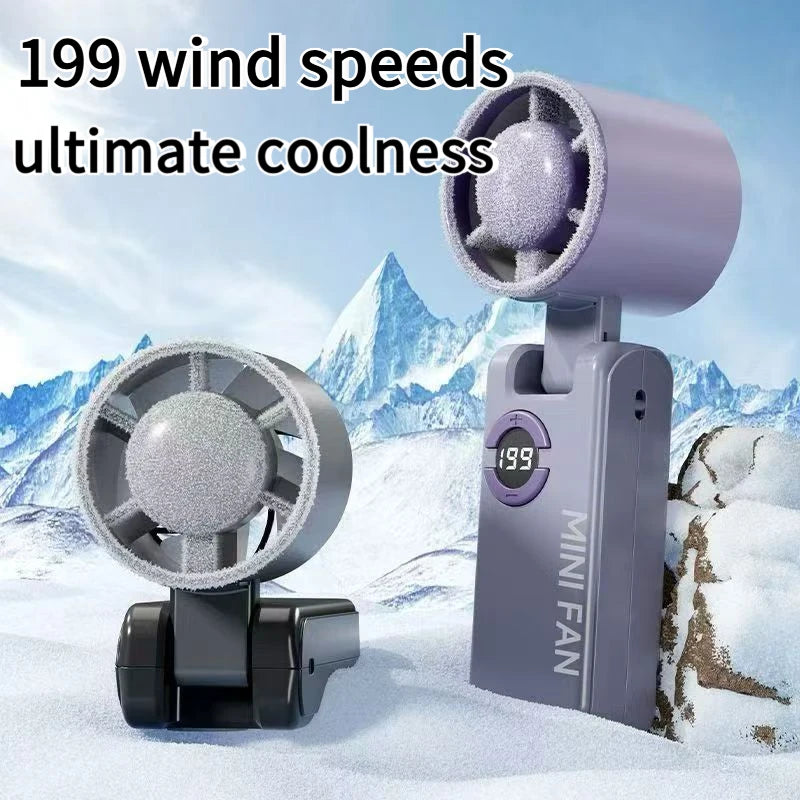 Portable Turbo Handheld Fan USB Rechargeable LED Display