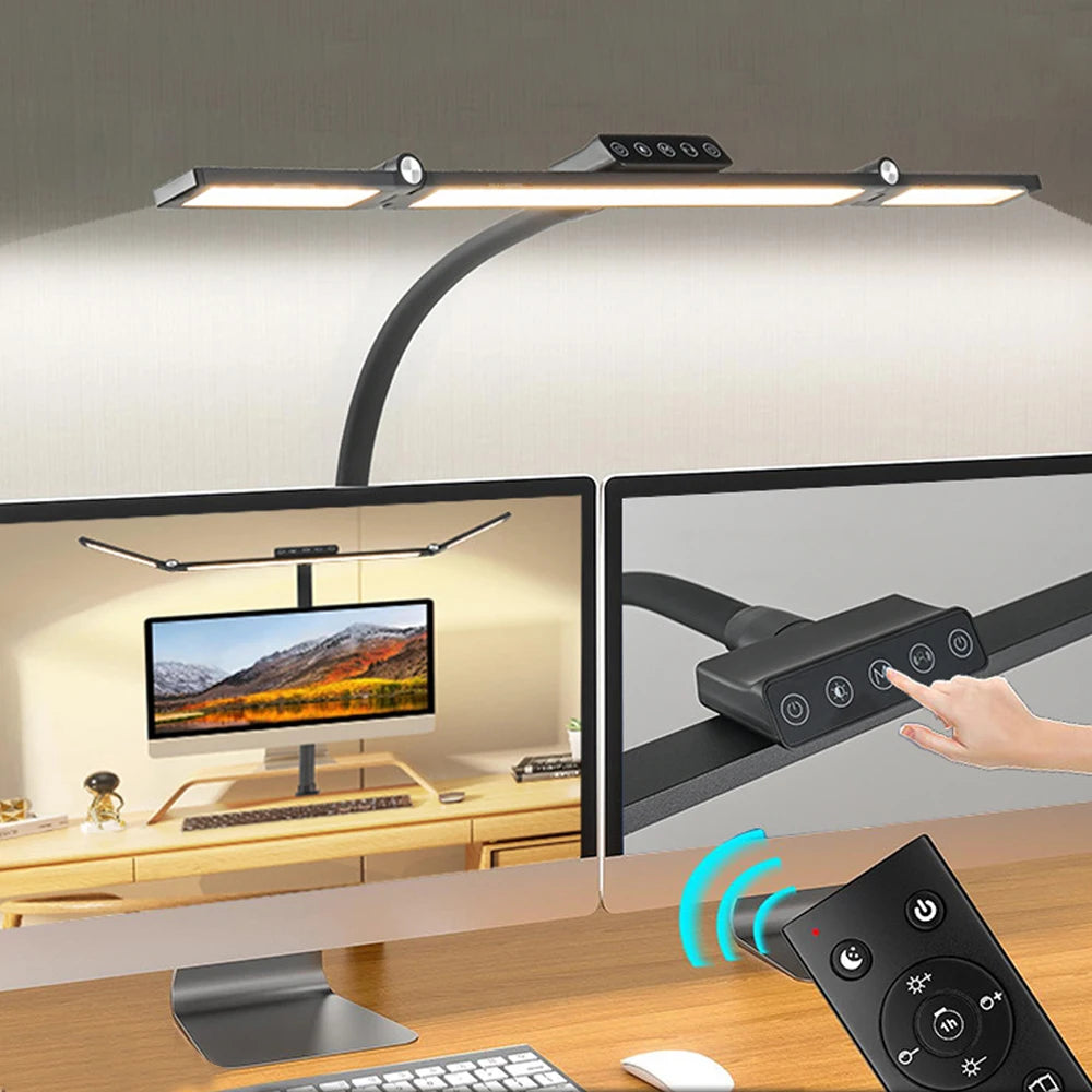 Home Office LED Desk Lamp Double Head Dimming 3 Color Mode