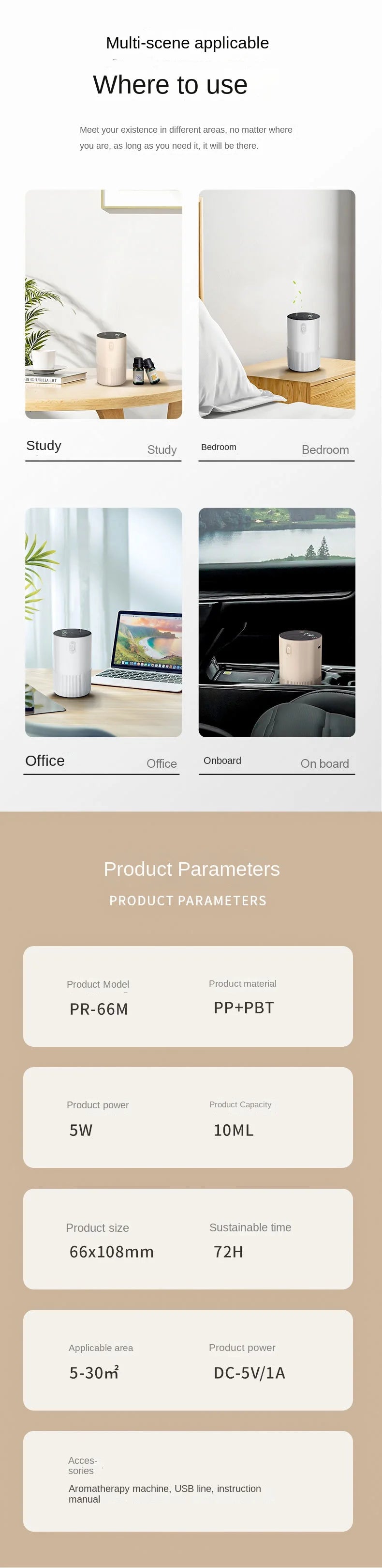 Portable Essential Oil Diffuser Cordless USB Car Home