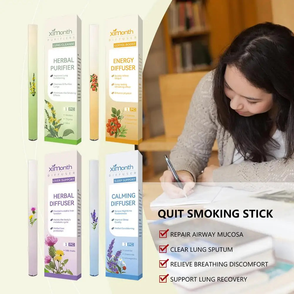 1/4PCS NEW Quitting Smoking Lung Cleansing Nasal Aspirator Improving Sleep Melatonin Diffusion Pen Herbal Blend Diffuser Set