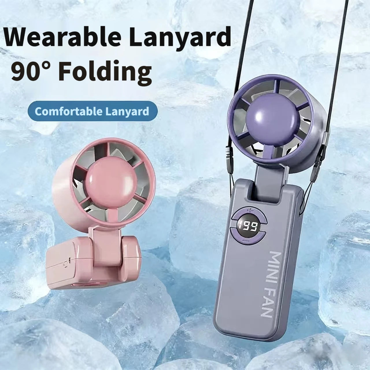 Portable Turbo Handheld Fan USB Rechargeable LED Display