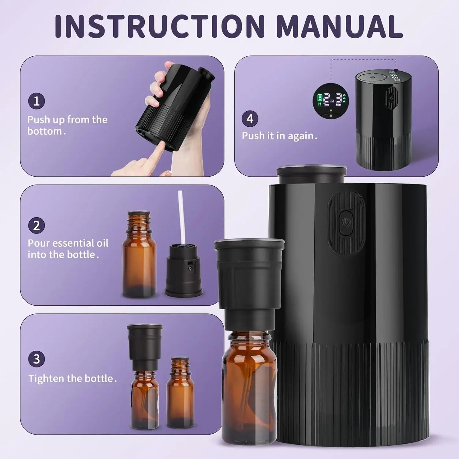 Portable Essential Oil Diffuser Cordless USB Car Home
