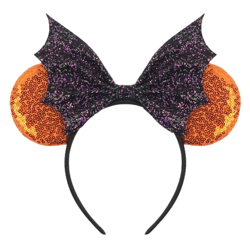 Disney Witch Bat Skeleton Ear Headband For Adults Kids Cosplay Halloween Hairband Women Girls Ghost Bows Party Hair Accessories