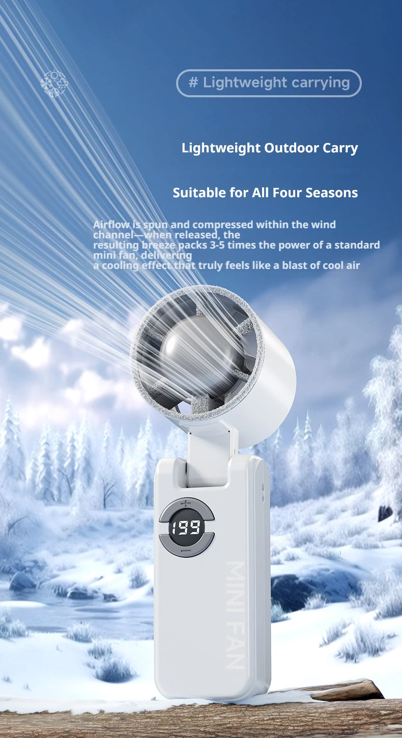 Portable Turbo Handheld Fan USB Rechargeable LED Display