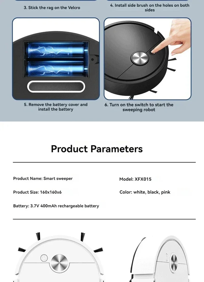 2026 Smart Sweeping Robot Vacuum Mop Mini Cleaner USB