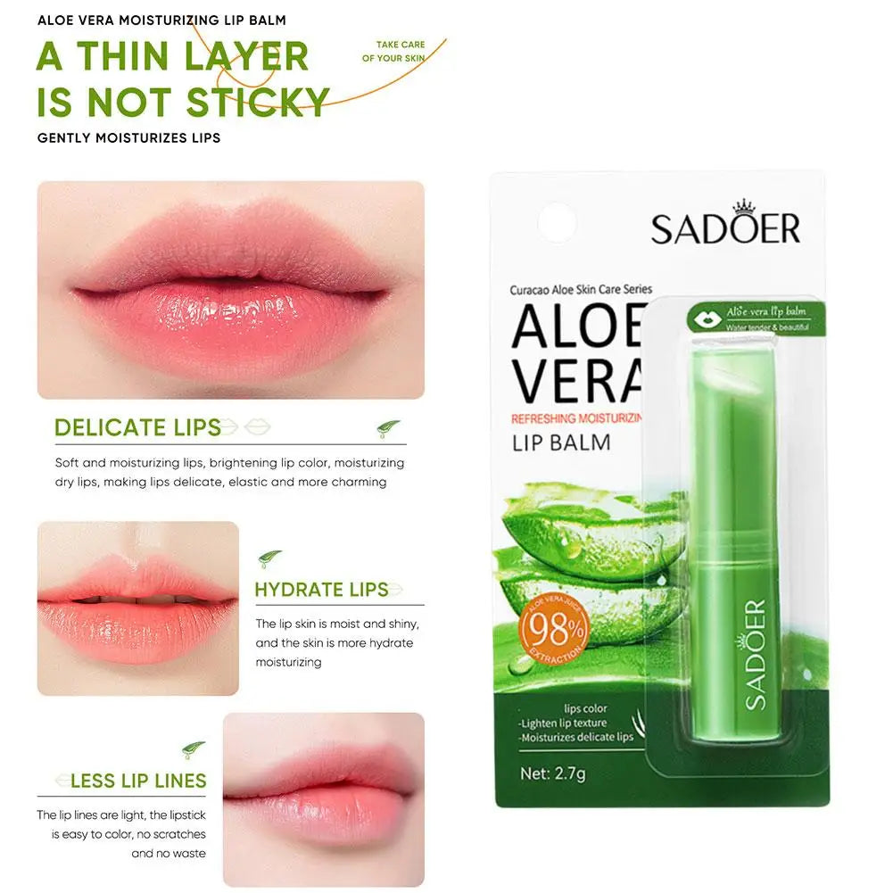 Refreshing hydrating repair lipstick Aloe Vera Vitamin essence Double Protection Moisturizing Water Lip Balm beauty skincare