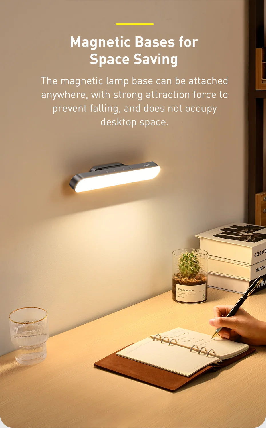 Baseus Magnetic Desk Lamp Rechargeable LED Dimming Light