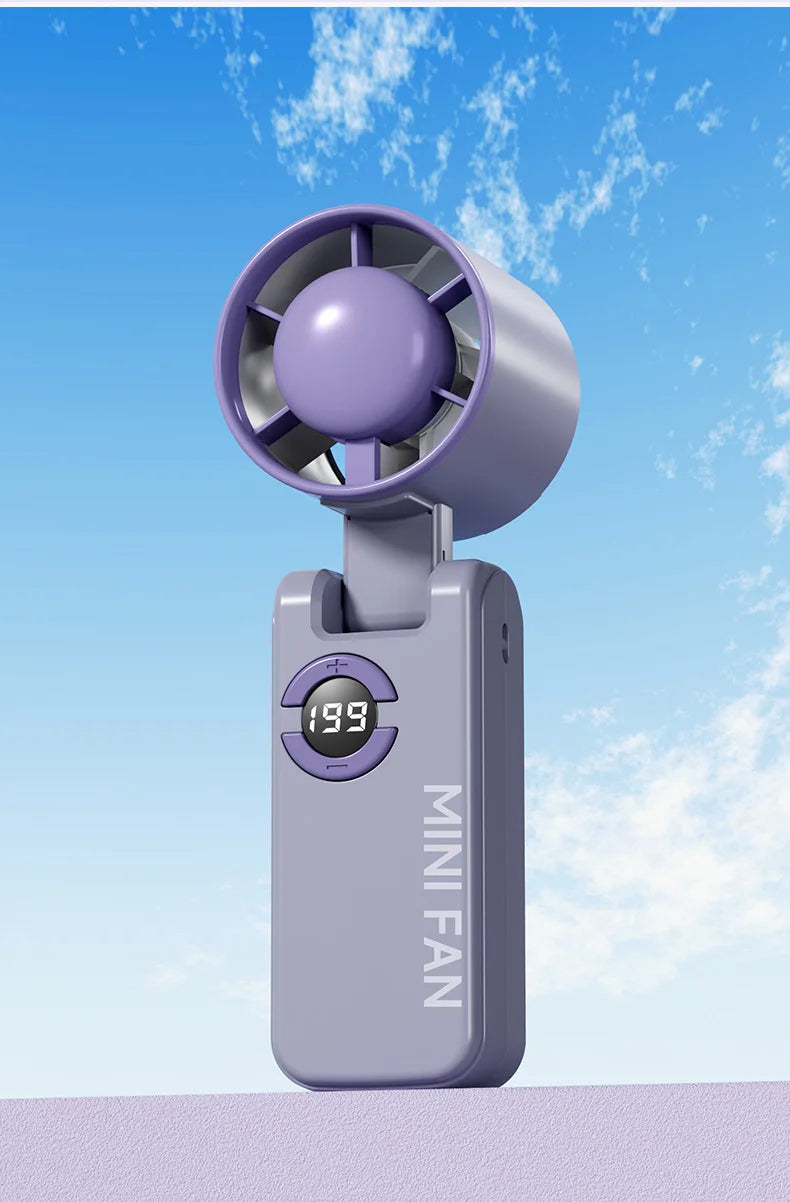 Portable Turbo Handheld Fan USB Rechargeable LED Display