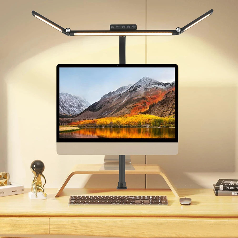 Home Office LED Desk Lamp Double Head Dimming 3 Color Mode