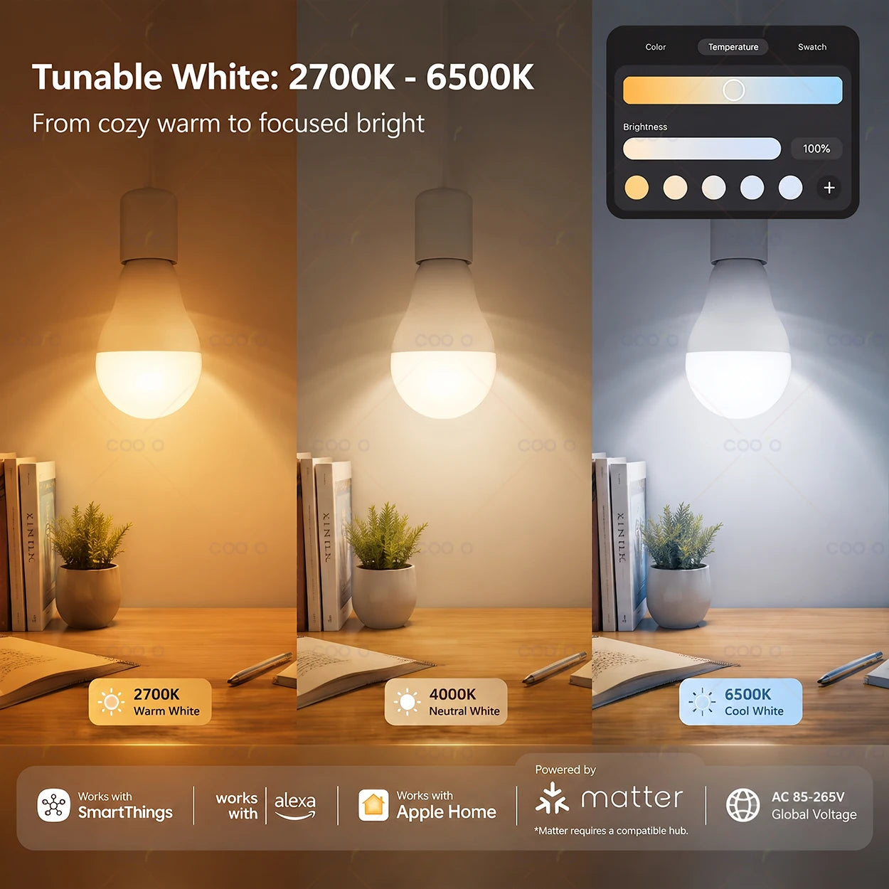 Matter WiFi E27 Smart LED Light Bulbs Dimmable RGB+2700K-6500K Lamp Work With Ewelink Apple Home Alexa Google Home Yandex Alice